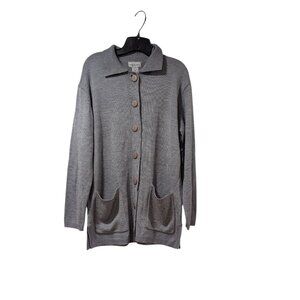 The Tog Shop NWOT Gray Pocketed Knit Long Sleeve Button Up Cardigan Sz L
